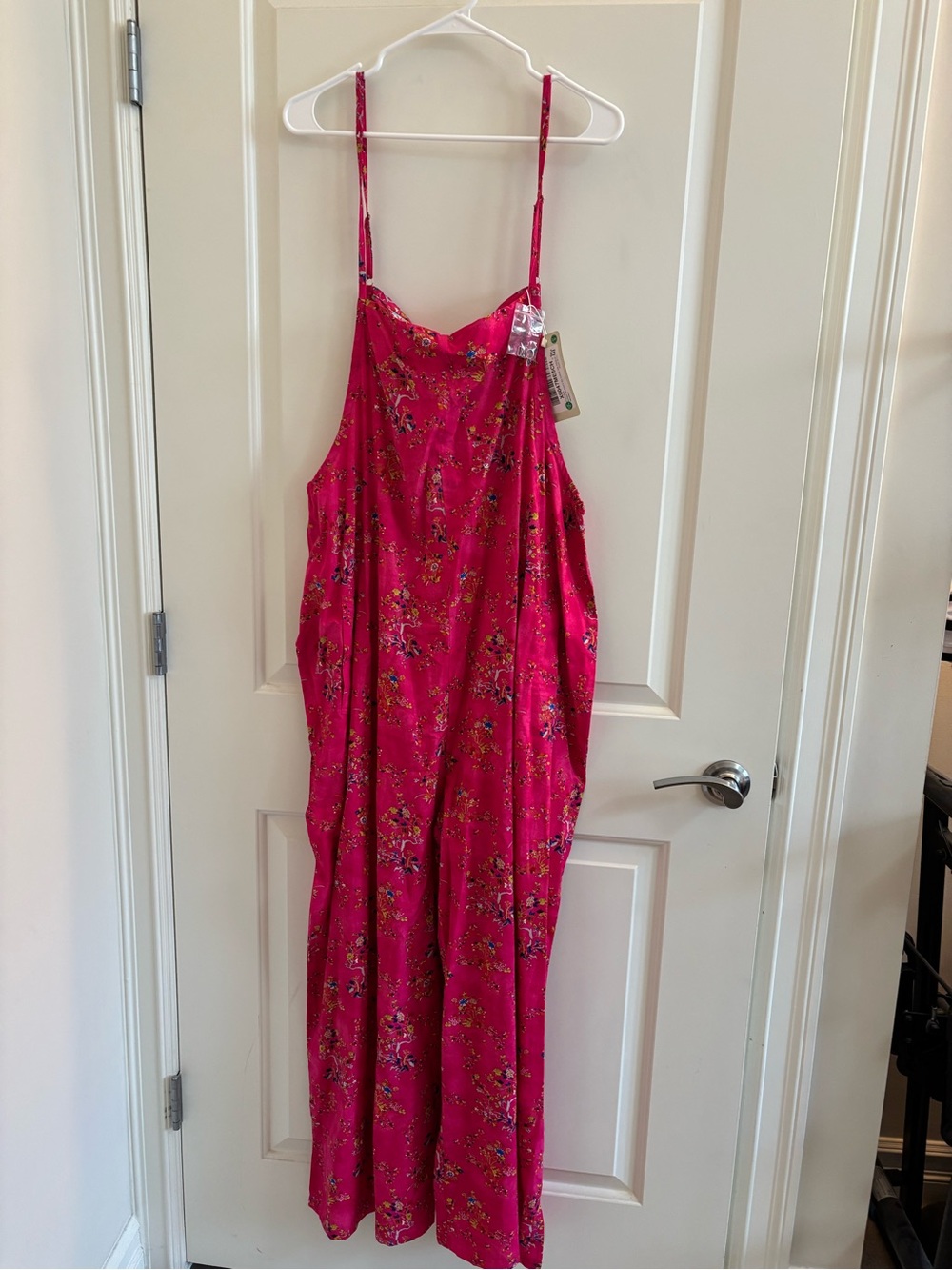 Fuchsia Floral Spaghetti Strap Jumpsuit (3XL)